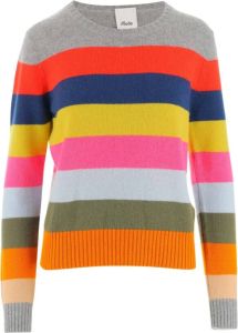 Allude Jumper made of pure cashmere Crew neck Long sleeves All-over multicoloured striped pattern Regular fit Multicoloured Made in China Composition: 100% cashmere Blauw Dames