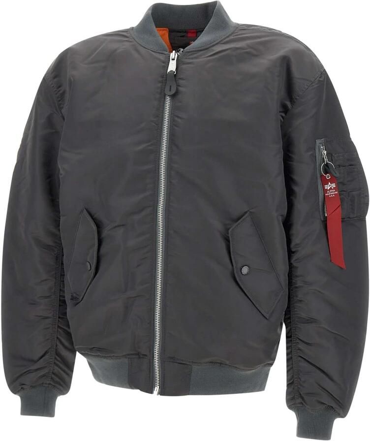 Alpha industries Antracietgrijze Bomberjack met Oranje Voering Gray Heren - Foto 4