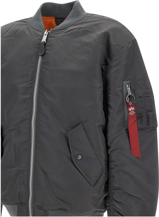Alpha industries Antracietgrijze Bomberjack met Oranje Voering Gray Heren - Foto 2