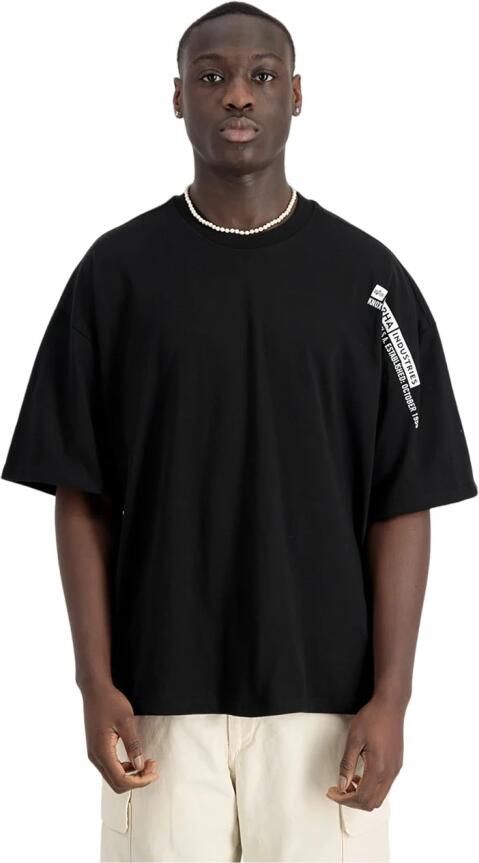 Alpha industries Casual Zijprint T-shirt Black Heren