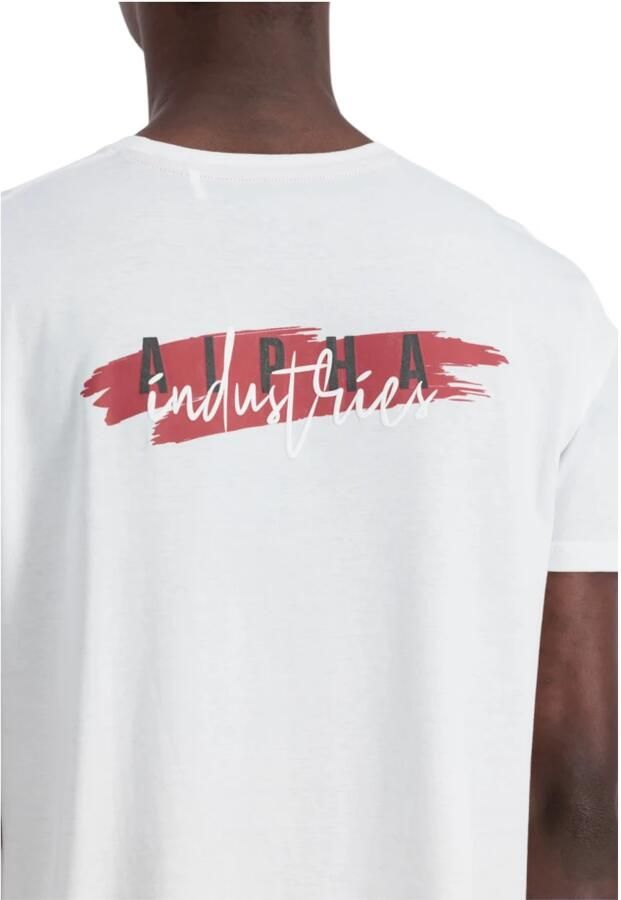 Alpha industries Katoenen T-shirt Handtekening Puff Print White Heren