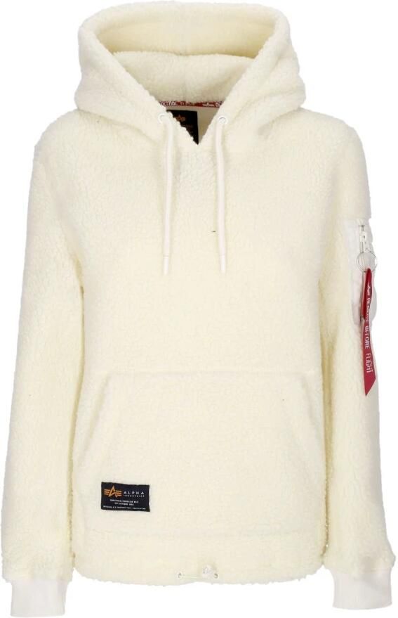 Alpha industries Off White Sherpa Hoodie met zakken Beige Dames - Foto 3