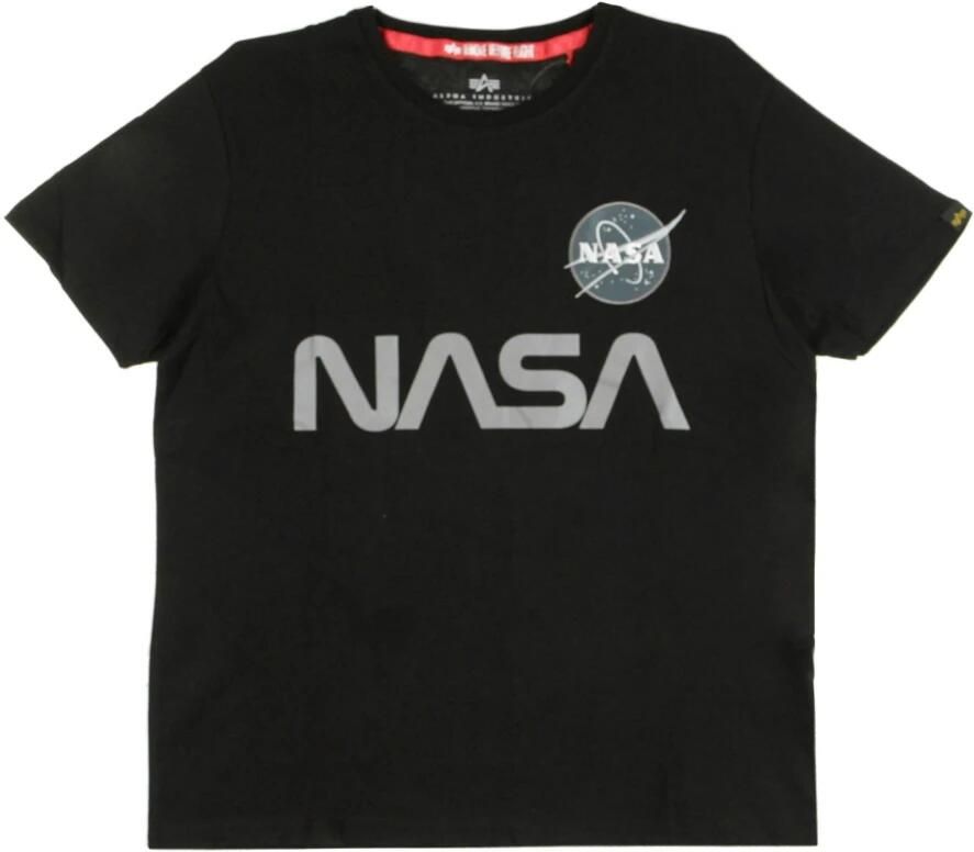 Alpha industries Reflecterend Nasa Logo Zwart T-shirt Black Heren - Foto 2