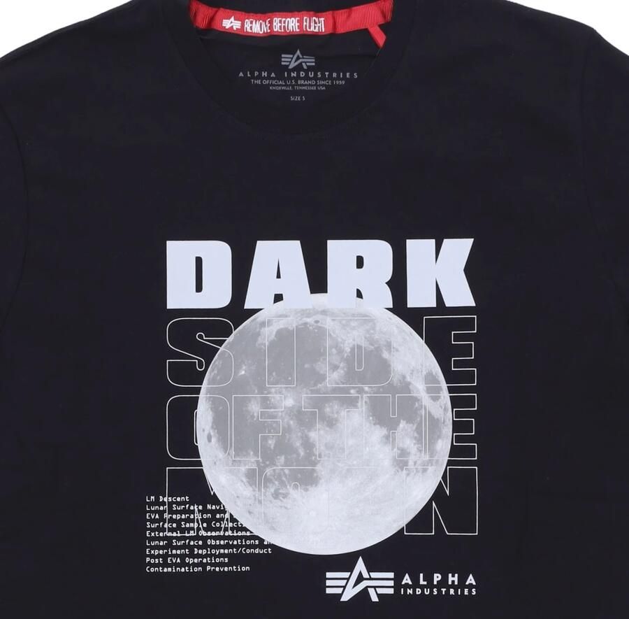 Alpha industries Reflecterende Zwarte Tee met Nasa Patch Black Heren