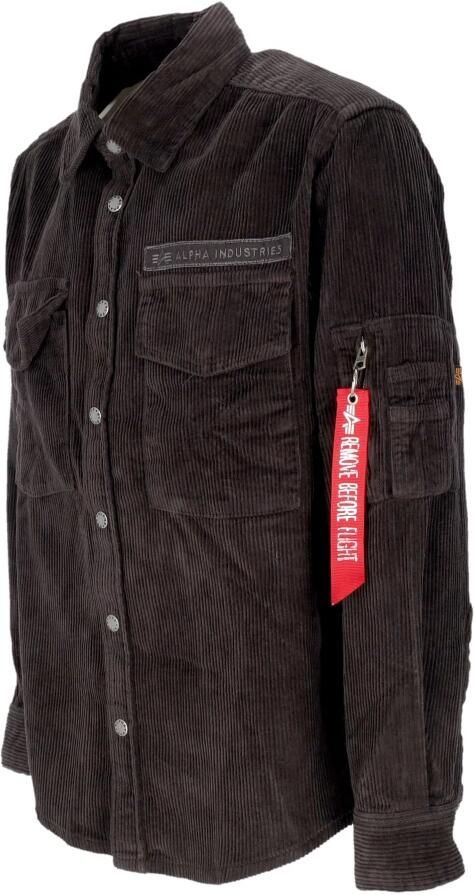 Alpha industries Vintage Grijs Velvet Overshirt met Zakken Black Heren - Foto 2