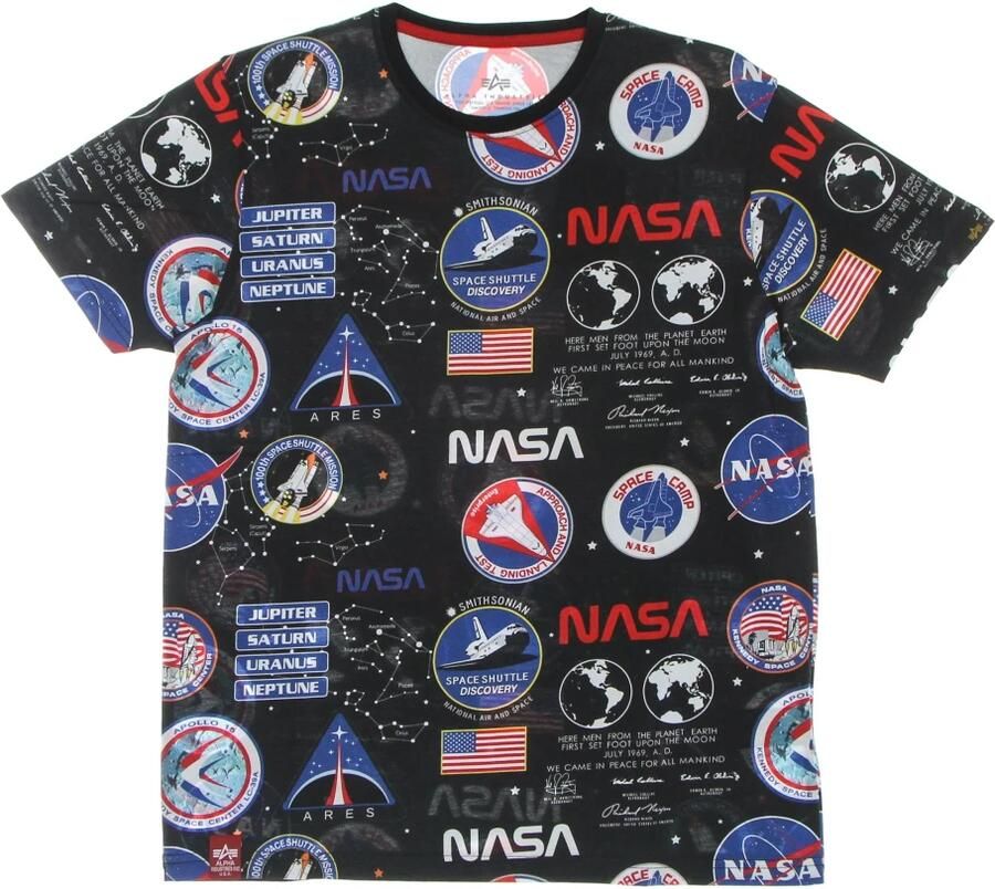 Alpha industries Zwart All Over Print T-shirt Black Heren - Foto 2