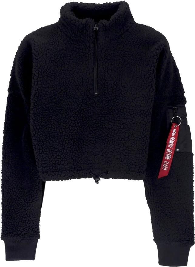 Alpha industries Zwarte Cropped Sherpa Coltrui Sweatshirt Black Dames