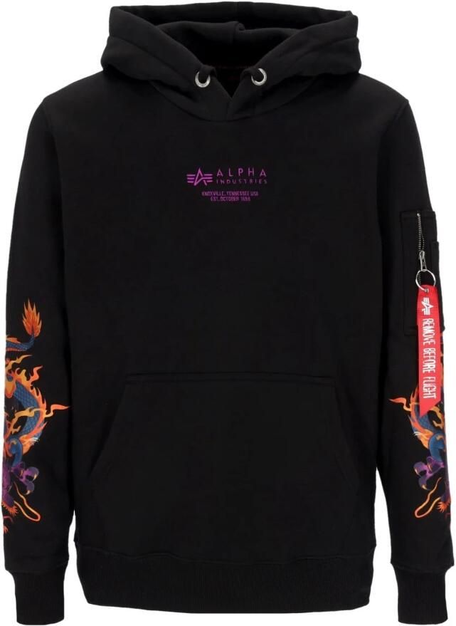 Alpha industries Zwarte Dragon Geborduurde Hoodie Black Heren - Foto 4