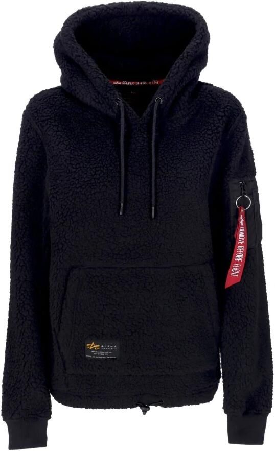Alpha industries Zwarte Sherpa Hoodie met ritssluiting Black Dames