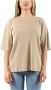 Alpha Studio Ronde hals korte mouw viscose top Beige Dames - Thumbnail 1