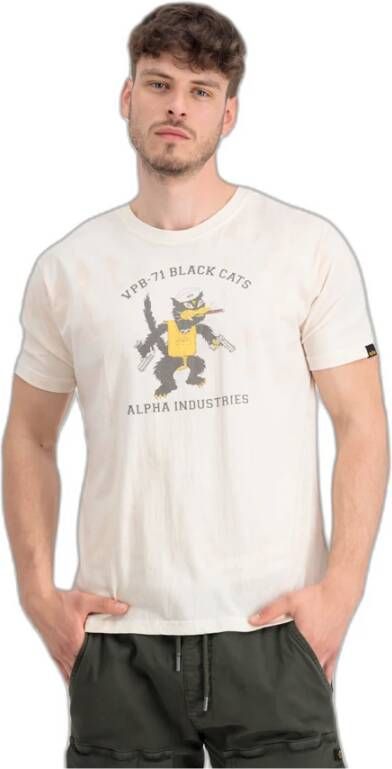 Alpha industries T-shirt Black Cats Wit Heren
