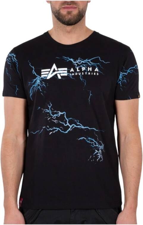 alpha industries T-shirt Lightning AOP Zwart Heren