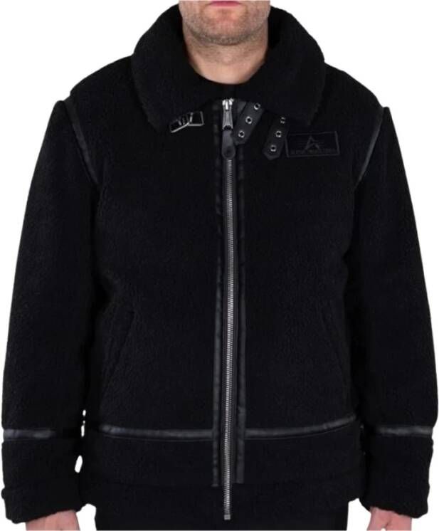 Alpha industries Zwarte Teddy Sherpa Jas met Hoge Kraag Black Heren