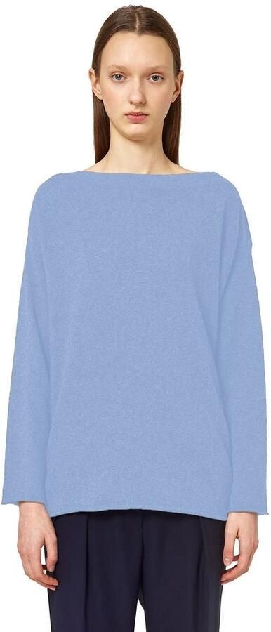 Alpha Studio Kasjmier Boothals Trui met Gerimpelde Zoom Blue Dames