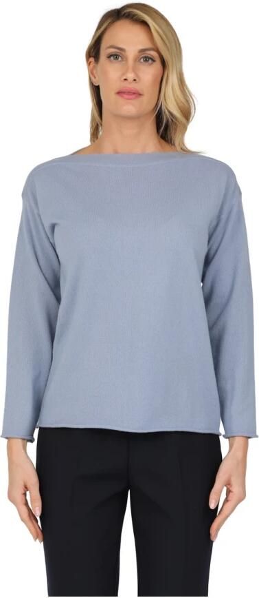 Alpha Studio Top met lange mouwen en boothals Blue Dames