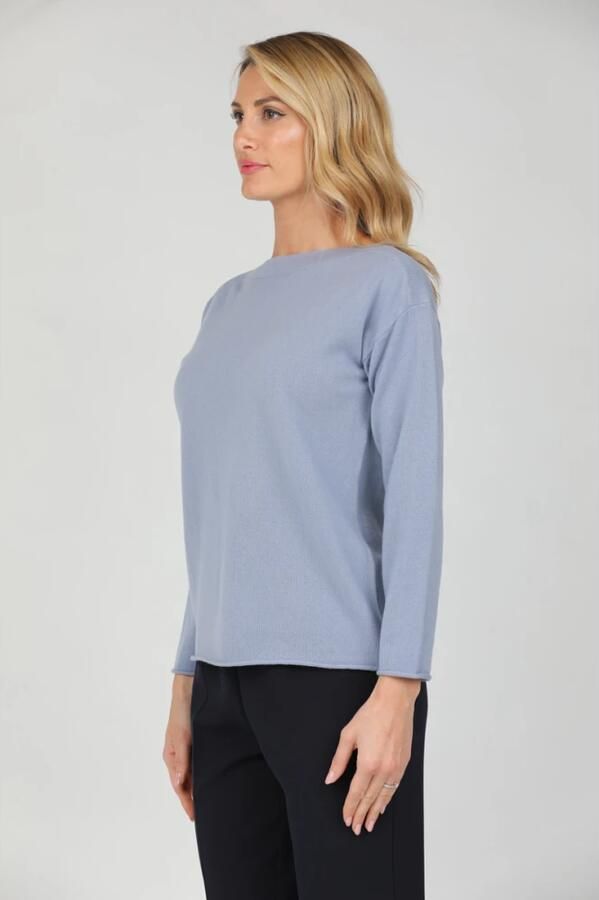 Alpha Studio Top met lange mouwen en boothals Blue Dames - Foto 3