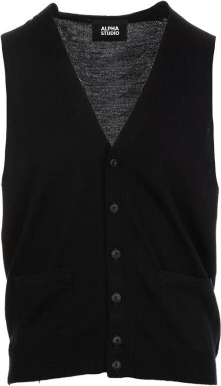 Alpha Studio Mouwloos gebreide kleding Blauw Heren