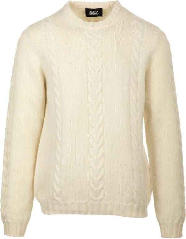 Alpha Studio Ronde hals gekweek Beige Heren