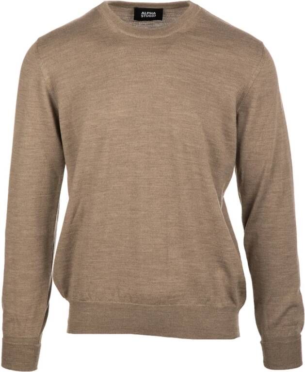 Alpha Studio Ronde hals gekweek Beige Heren