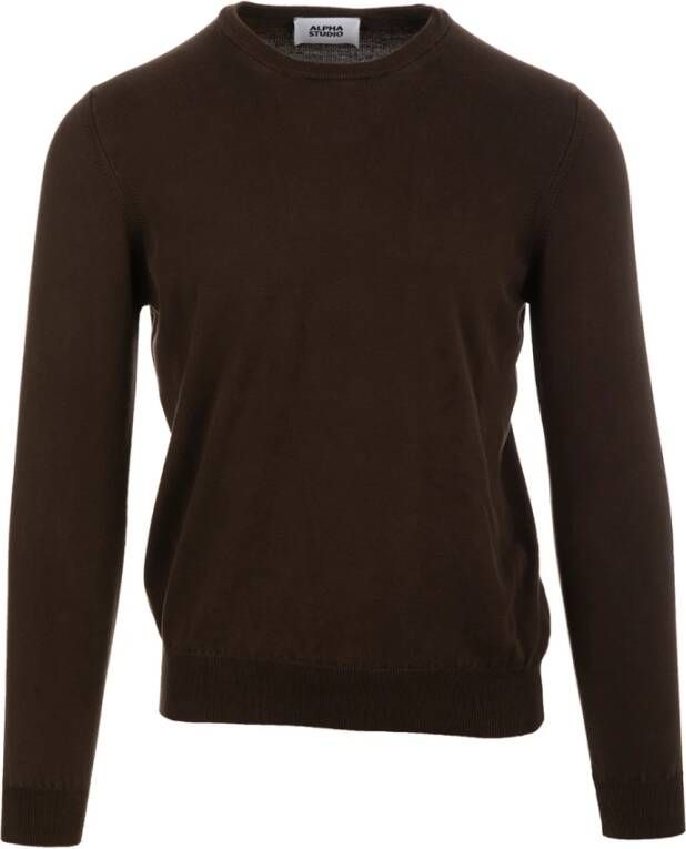 Alpha Studio Round-neck Knitwear Bruin Heren