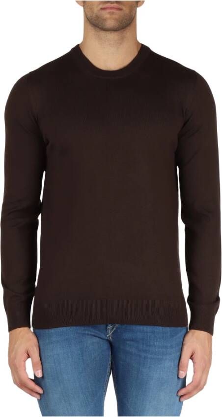 Alpha Studio Slim Fit Merinowollen Trui Brown Heren