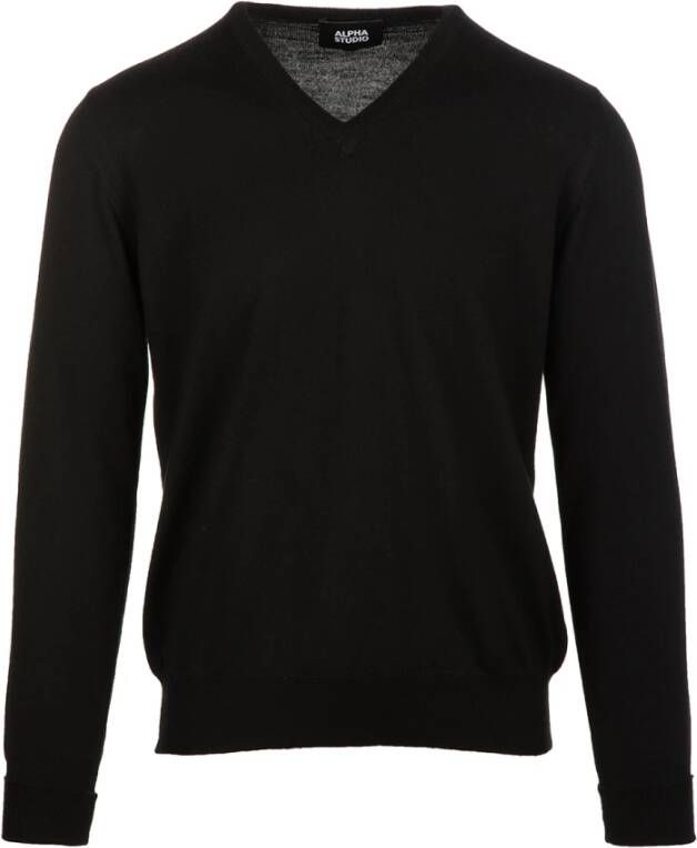 Alpha Studio V-hals gebreide kleding Zwart Heren