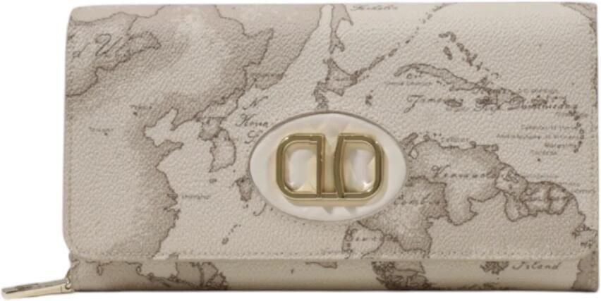 Alviero Martini 1a Classe Bedrukte portemonnee met lederen details Beige Dames - Foto 6