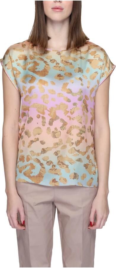Alviero Martini 1a Classe Beige Bedrukte Blouse met Korte Mouwen Multicolor Dames - Foto 4