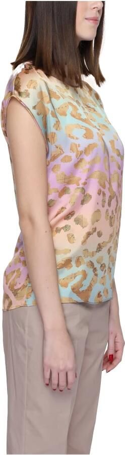 Alviero Martini 1a Classe Beige Bedrukte Blouse met Korte Mouwen Multicolor Dames - Foto 2