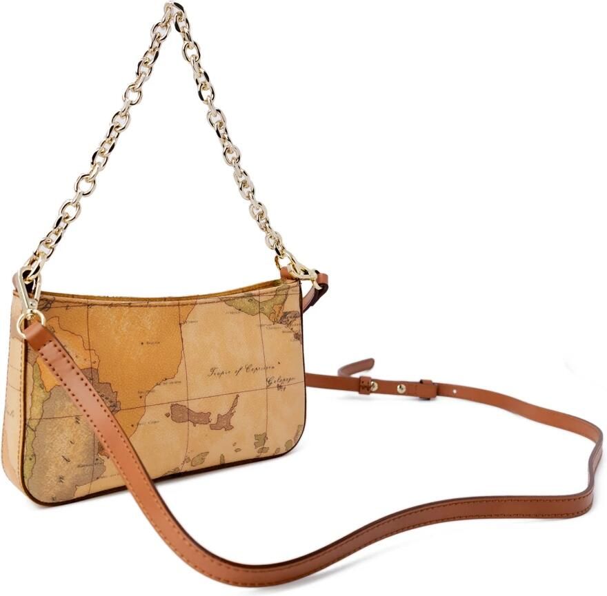 Alviero Martini 1a Classe Katoen Leren Handtas Dames Herfst Winter Collectie Beige Dames