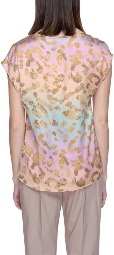 Alviero Martini 1a Classe Beige Bedrukte Blouse met Korte Mouwen Multicolor Dames