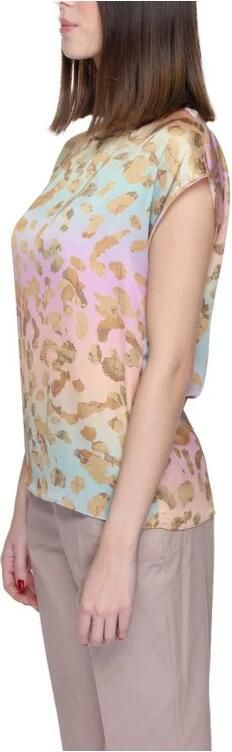 Alviero Martini 1a Classe Beige Bedrukte Blouse met Korte Mouwen Multicolor Dames - Foto 3
