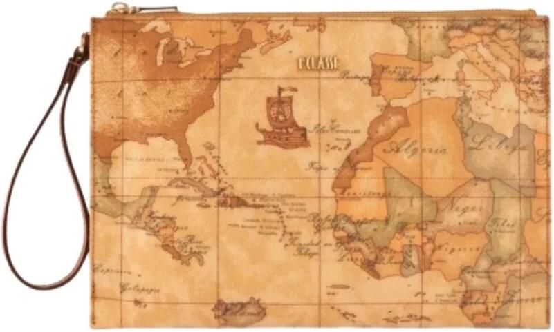 Alviero Martini 1a Classe Eco-Lederen Trim Katoenen Clutch Brown Dames - Foto 3