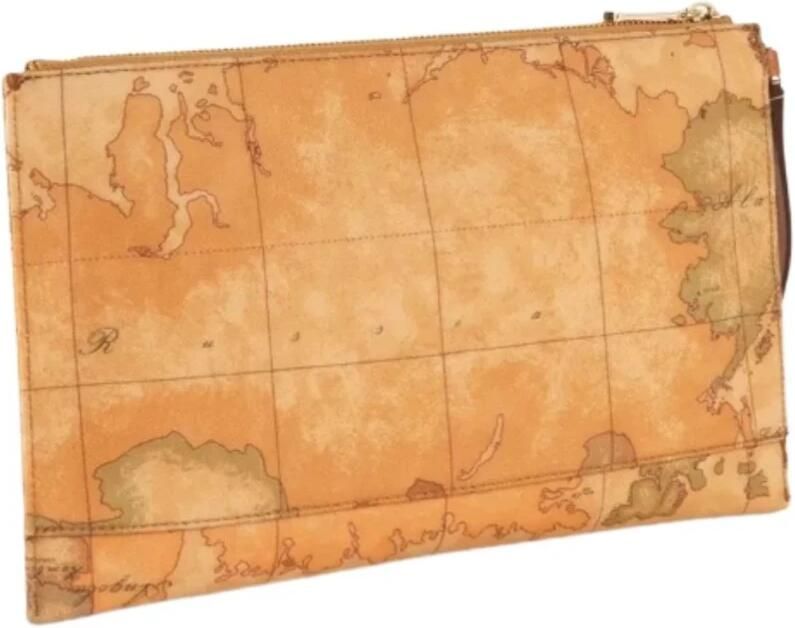 Alviero Martini 1a Classe Eco-Lederen Trim Katoenen Clutch Brown Dames - Foto 2