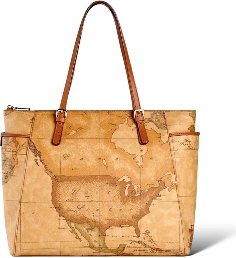 Alviero Martini 1a Classe Klassieke Geo Print Schouder Shopping Tas Brown Dames