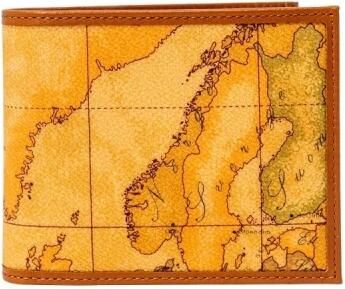 Alviero Martini 1a Classe Kaartprint Bifold Portemonnee Herfst Winter Stijl Brown Heren