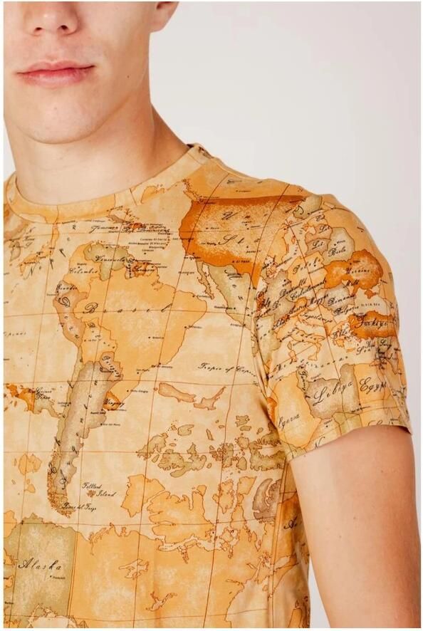 Alviero Martini 1a Classe Heren T-shirt Herfst Winter Collectie Beige Heren