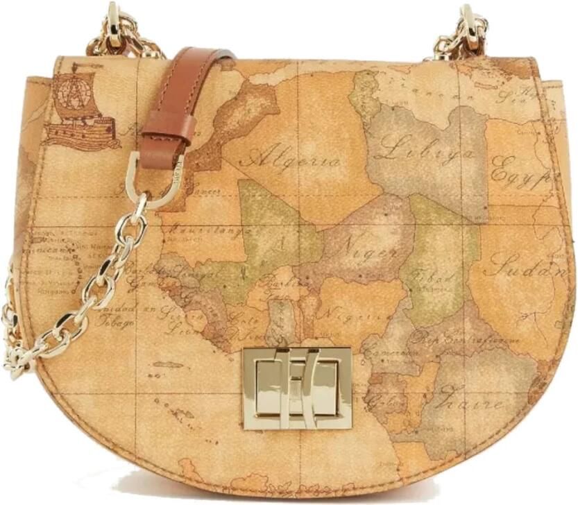 Alviero Martini 1a Classe Klassieke Geo Print Schoudertas Brown Dames