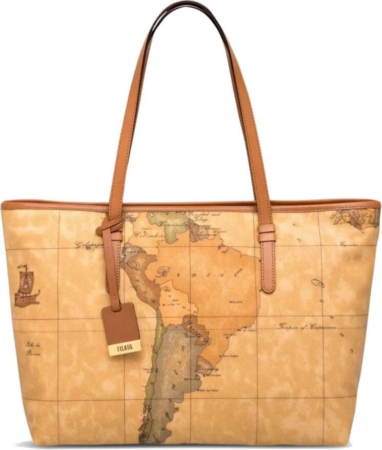 Alviero Martini 1a Classe Klassieke Geo Print Schoudertas Brown Dames