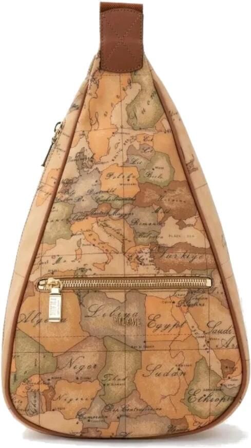 Alviero Martini 1a Classe Een-schouder Touw Tas met Verstelbare Logo Band Beige Dames