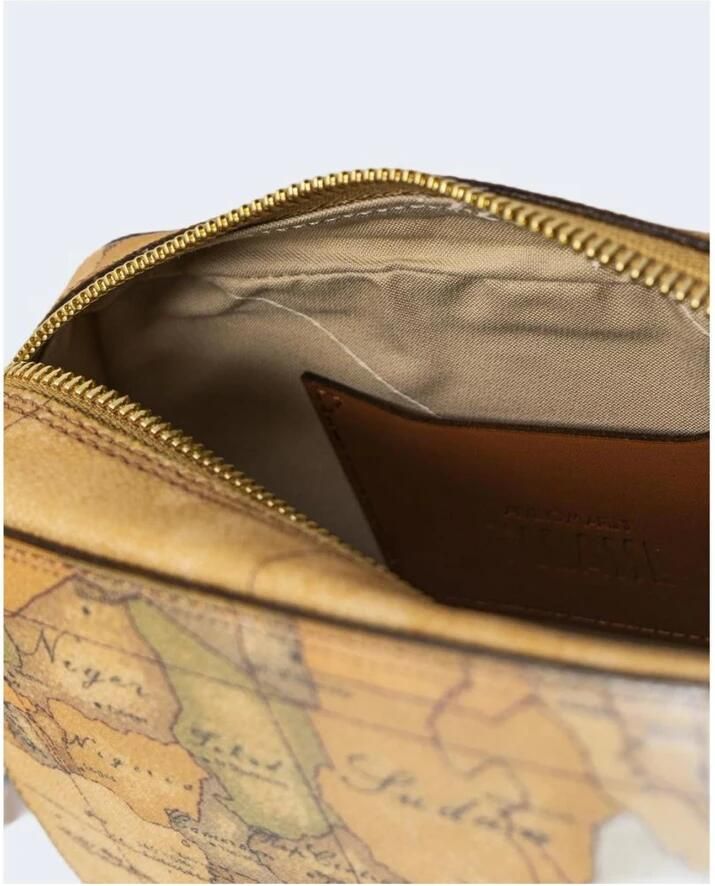 Alviero Martini 1a Classe Leren Afwerking Katoenmix Handtas Beige Dames