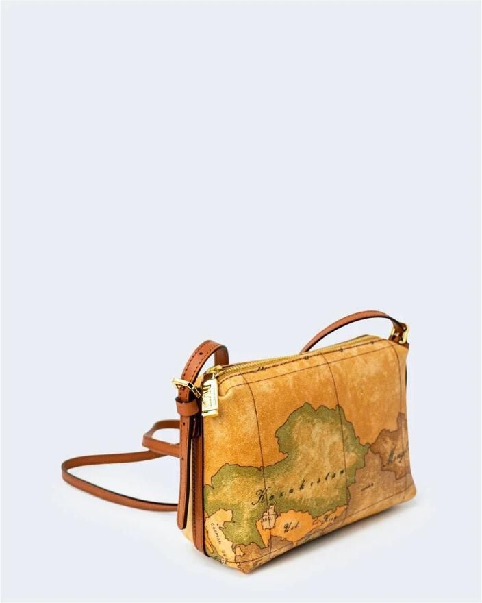 Alviero Martini 1a Classe Mini Schoudertas met Geo Classic Print Brown Dames