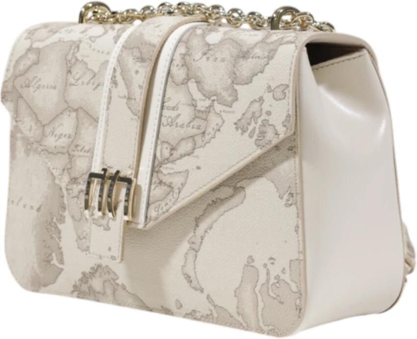 Alviero Martini 1a Classe Stijlvolle Schoudertas met Clip Sluiting Beige Dames