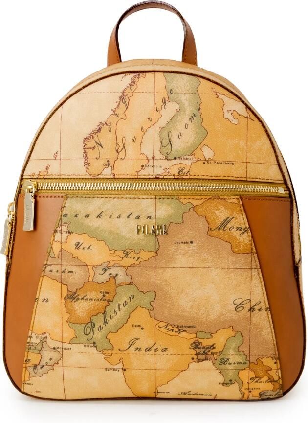 Alviero Martini 1a Classe Geo Classic Rugzak met Leren Inzetstukken Brown Dames - Foto 2