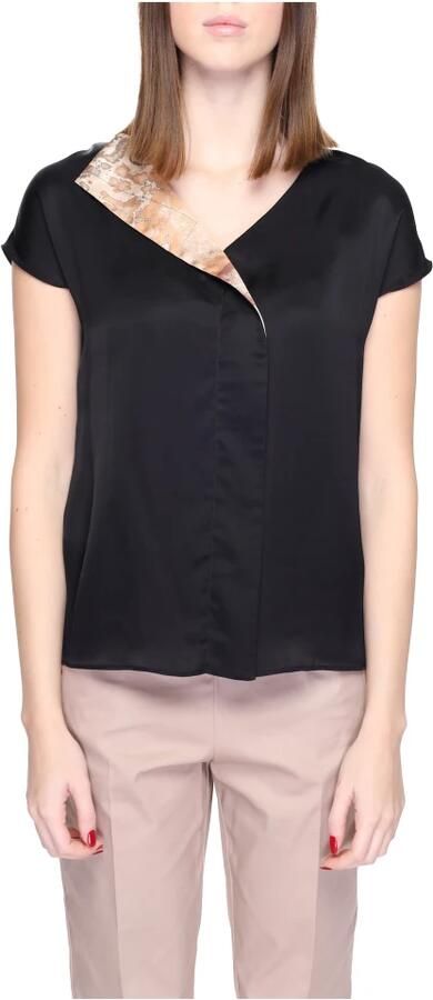 Alviero Martini 1a Classe Zwarte Viscose Blouse met Korte Mouwen Black Dames - Foto 4