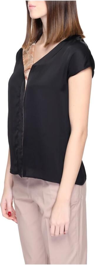 Alviero Martini 1a Classe Zwarte Viscose Blouse met Korte Mouwen Black Dames - Foto 3