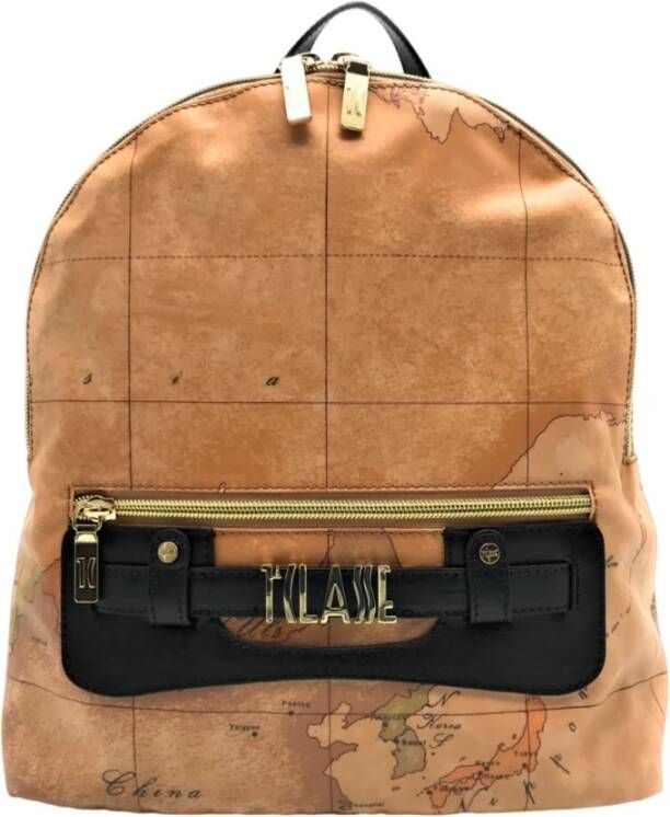 Alviero Martini 1a Classe Zwarte Leren Rugzak Brown Dames