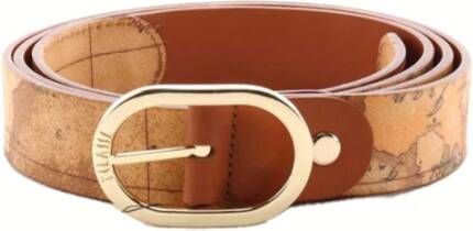 Alviero Martini 1a Classe Klassieke Omkeerbare Leren Riem met Geo Print Brown Dames