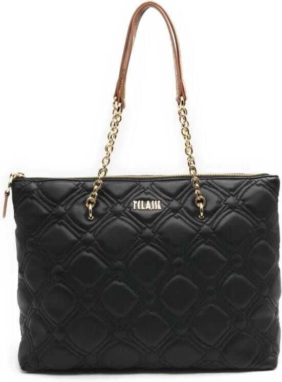 Alviero Martini 1a Classe Zwarte Gewatteerde Shoppingtas met Kettinghandvatten Black Dames