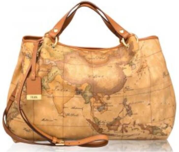 Alviero Martini 1a Classe Klassieke Geo Print Handtas met Verstelbare Band Brown Dames